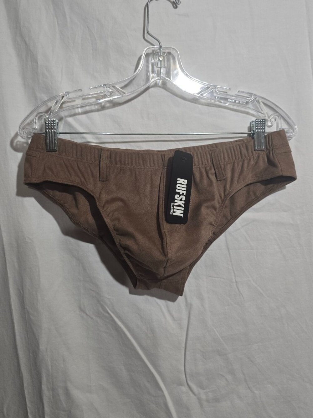 NEW - RUFSKIN Made in USA California Men's CODY Swim Brief - Bark - Sz M*